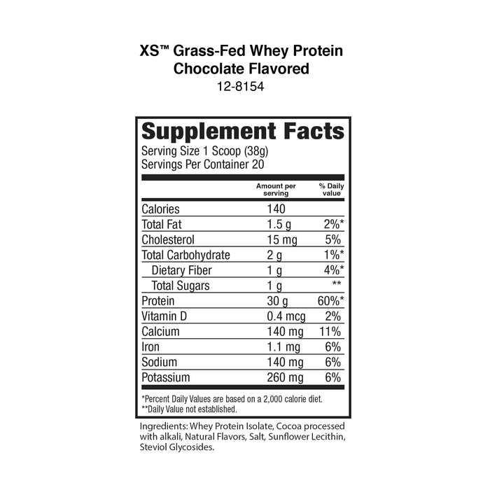 XS™ Grass-Fed Whey Protein – Chocolate