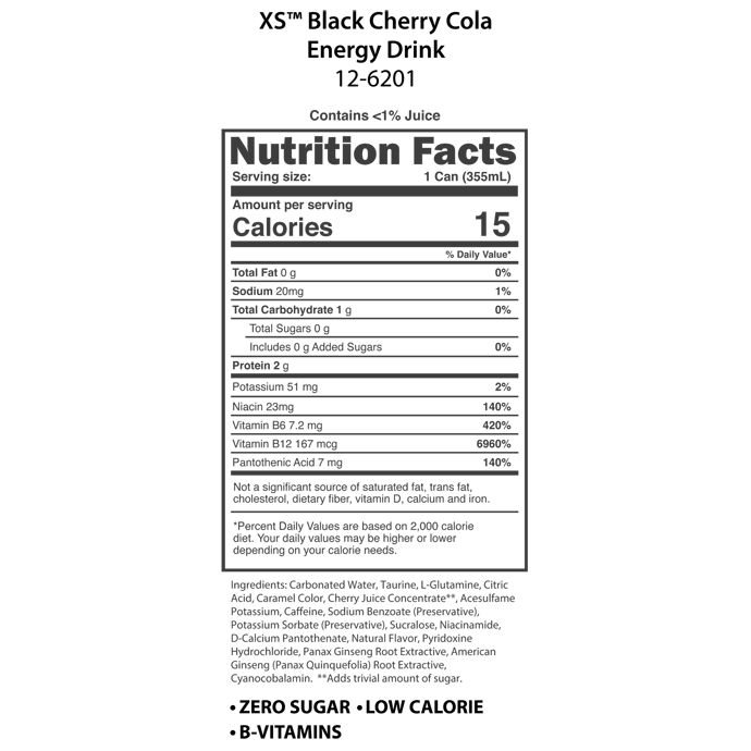 XS™ Energy Drink 12 oz - Black Cherry Cola