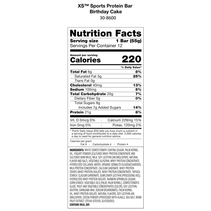 XS™ Sports Protein Bars – Birthday Cake