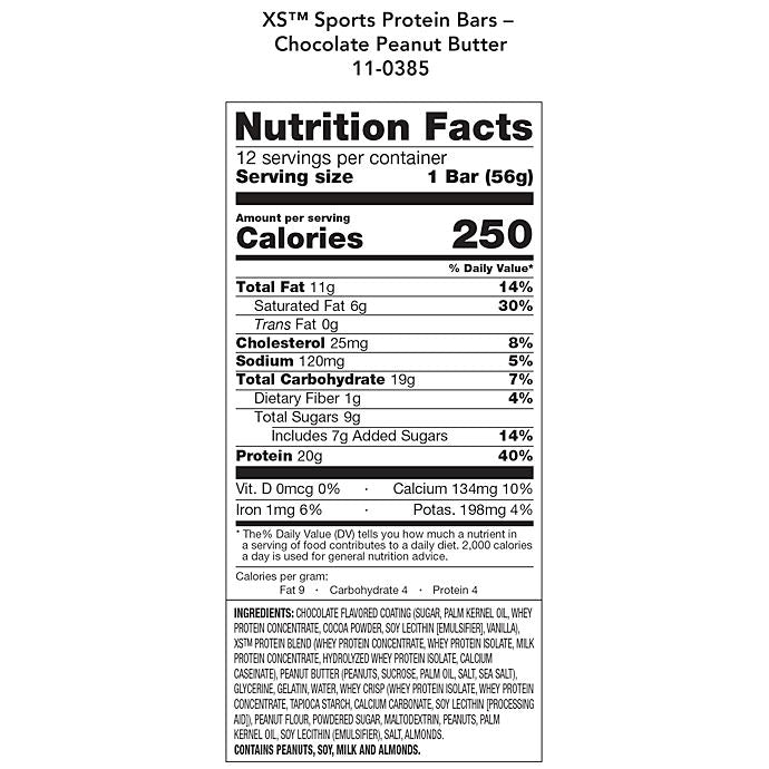 XS™ Sports Protein Bars – Chocolate Peanut Butter