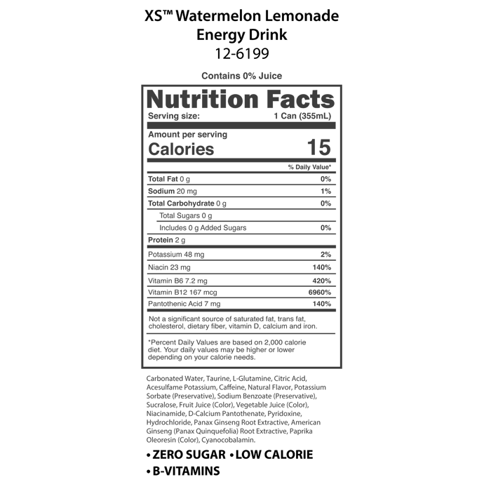 XS™ Energy Drink 12 oz – Watermelon Lemonade